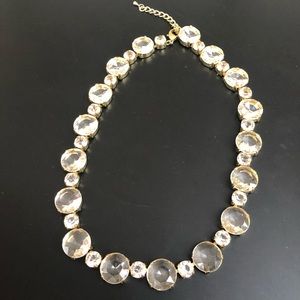 Clear Crystal Pendant Gold Tone Statement Necklace